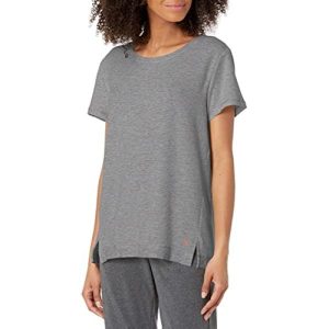 HUE Solid French Terry Short Sleeve Lounge Tee Sleepwear