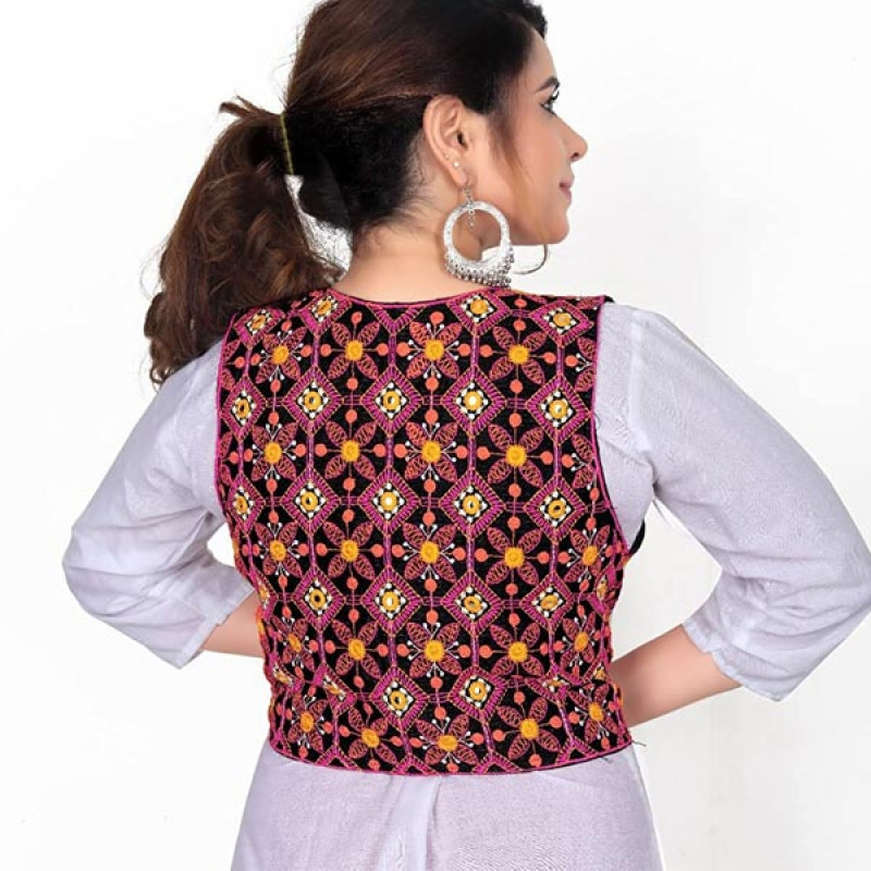 Shivam Fashion Cotton Rajasthani Embroidered Jacket for Women with Mirror Work Traditional Ethnic Shrug Jacket for kurti Navratri Gujrati Kutchi Koti - Image 2