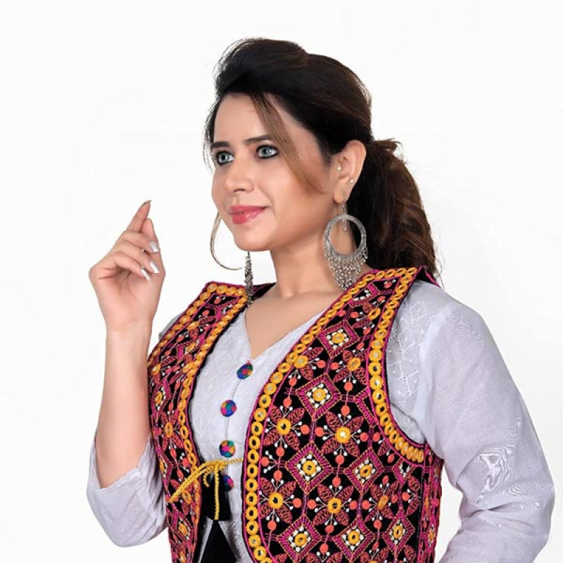 Shivam Fashion Cotton Rajasthani Embroidered Jacket for Women with Mirror Work Traditional Ethnic Shrug Jacket for kurti Navratri Gujrati Kutchi Koti - Image 4