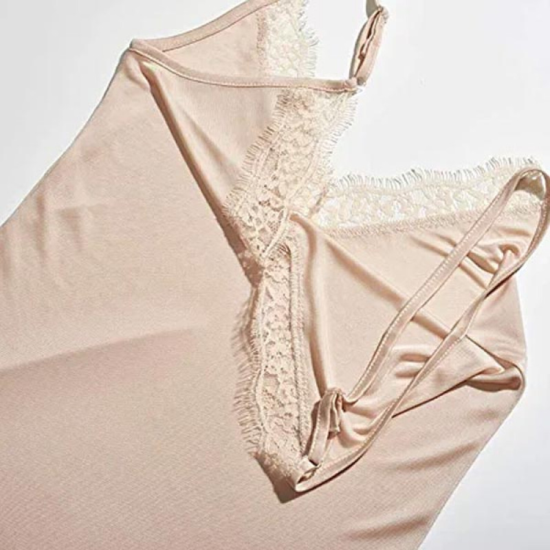 SilRiver Silk Women's Camisole Deep V-Neck Tank Tops Lace Cami Tops for Women Undershirts - Image 2