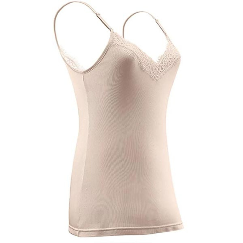 SilRiver Silk Women's Camisole Deep V-Neck Tank Tops Lace Cami Tops for Women Undershirts - Image 4