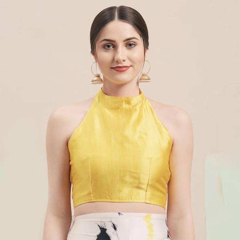 White & Yellow Satin Printed Saree - Image 3